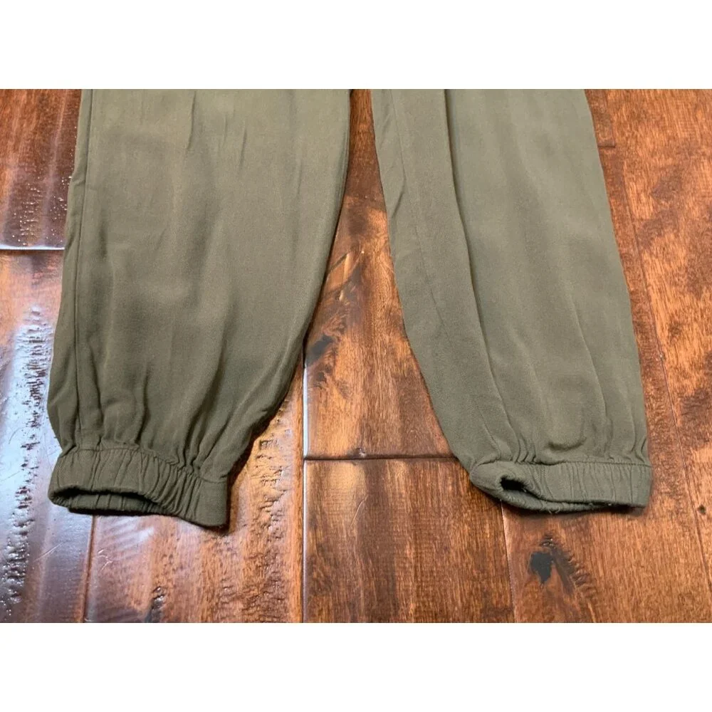 REWASH Army Green Cuffed Elastic Waist Jogger Pants, Size M